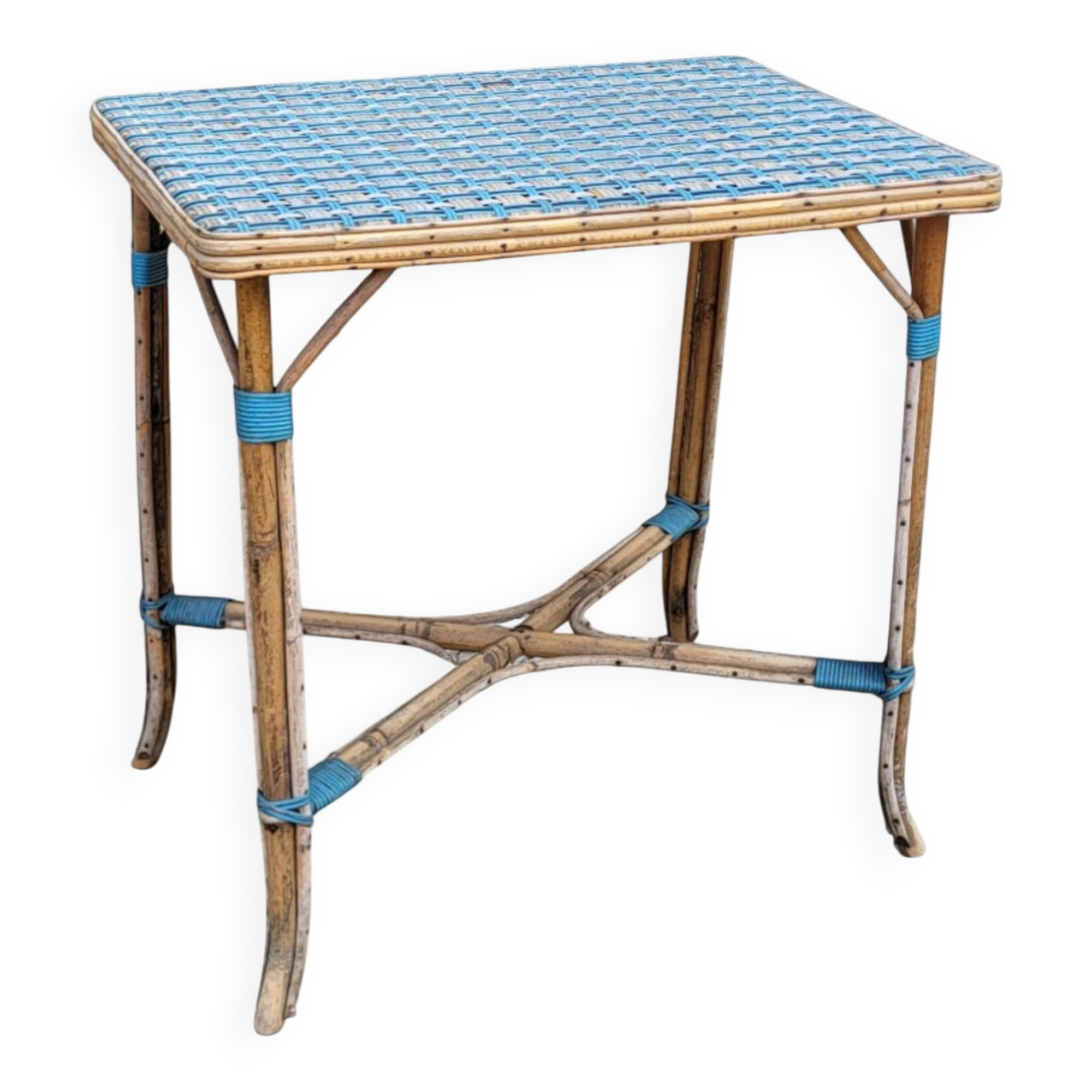 Table en rotin tressée, milieu XXème