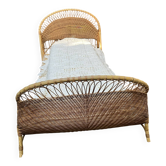 Vintage seventies rattan children's basket.