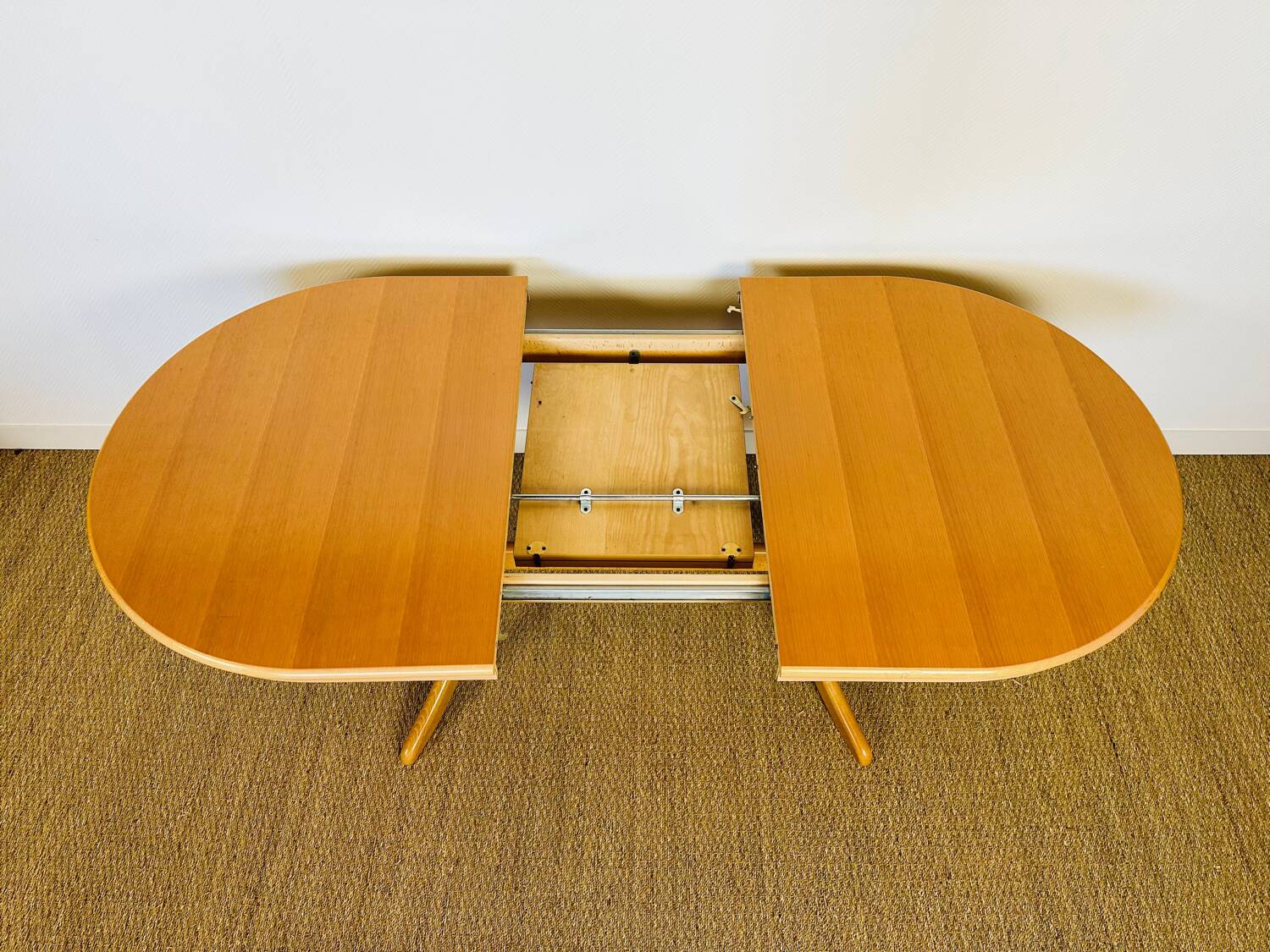 Vintage oval dining room table with extension