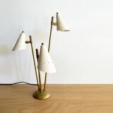 Italian three-headed brass lamp, 50s design