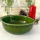 Christmas serving bowl, French BCI holly ceramic bowl, green glazed