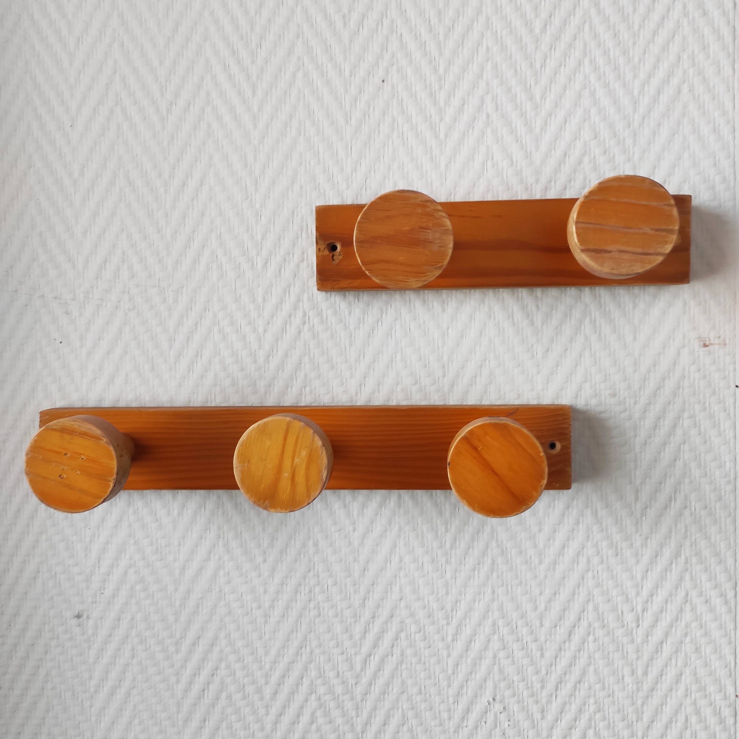 Vintage 70s pine coat hooks – Perriand Les Arcs style