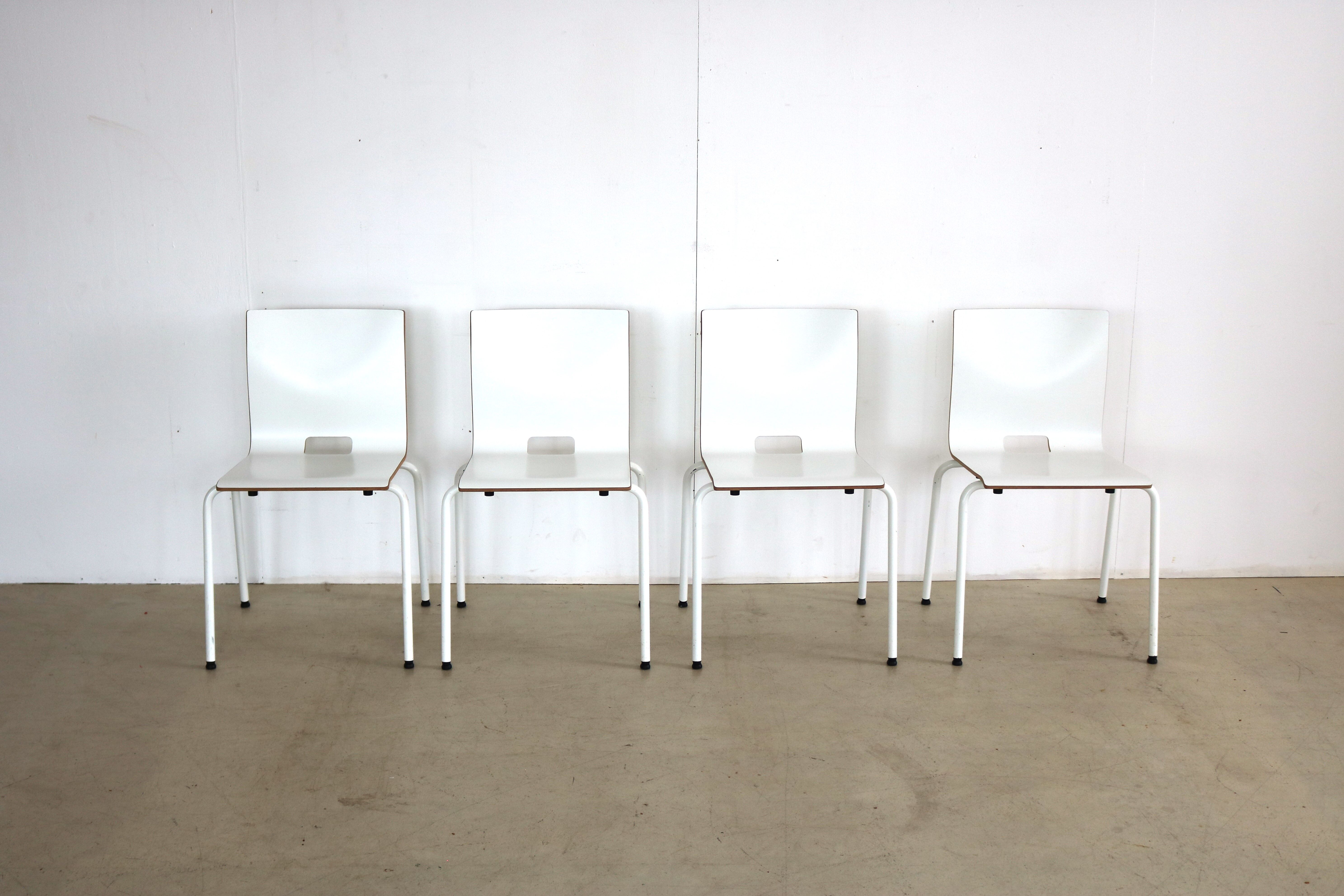 Set of 4 industrial stacking chairs