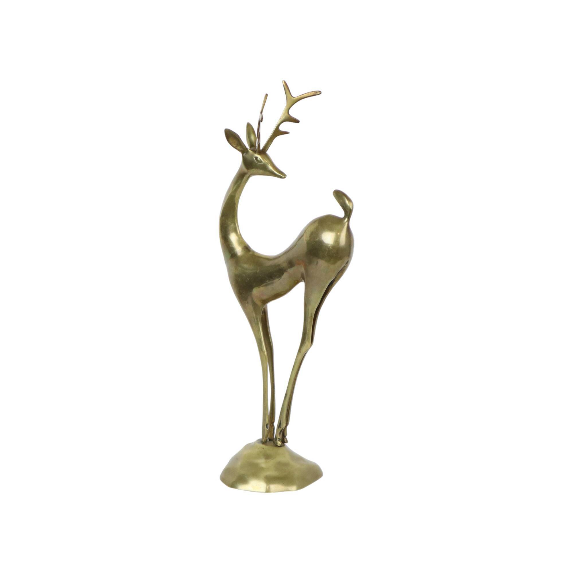 Large vintage brass deer statue sculpture art deco style christmas