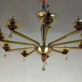 Venetian chandelier in mordoré murano glass by venini circa 1940