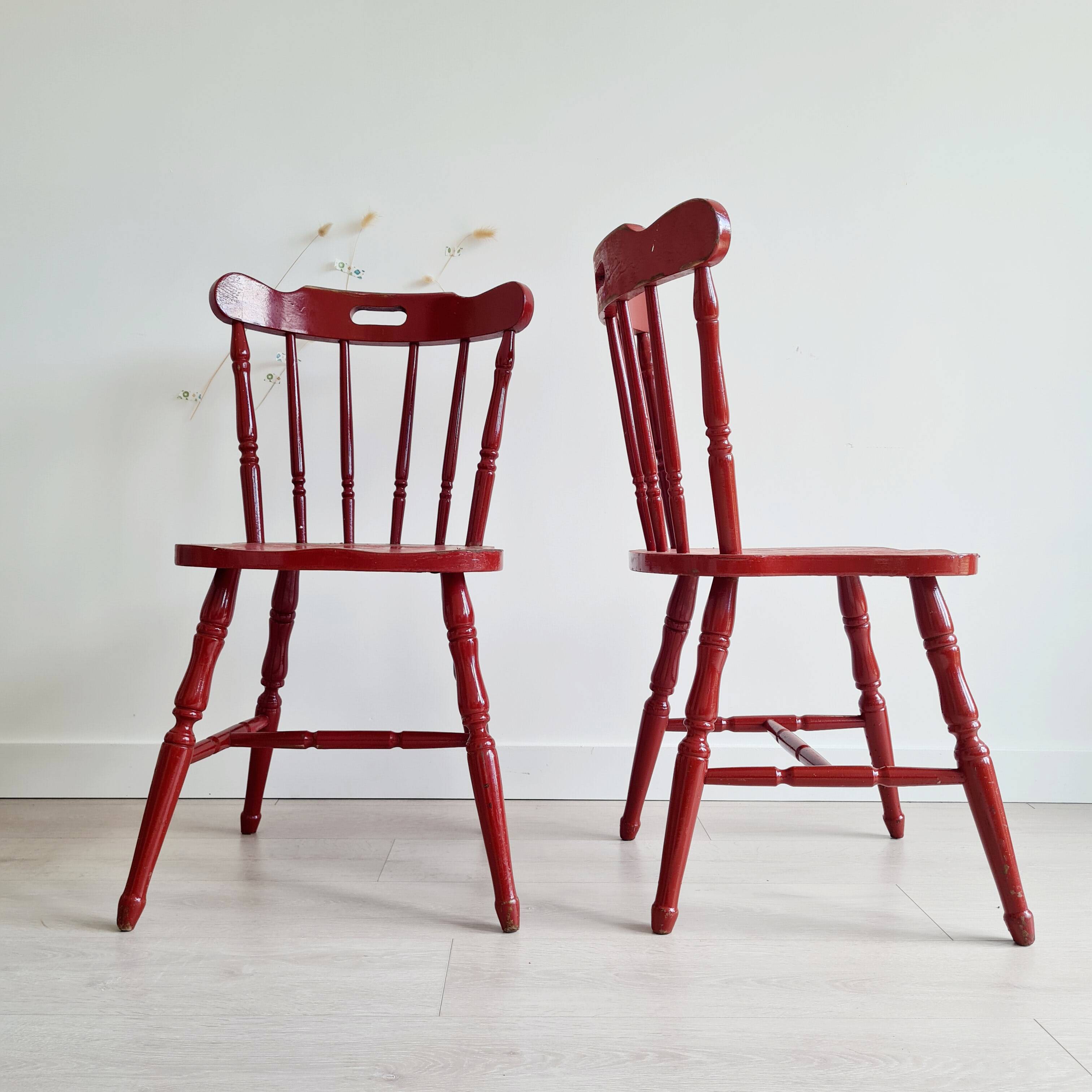 Antique Western bistro chairs in patinated red