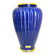 Vase en céramique émaillée vintage, bleu cobalt et dorure, maison Lancel Paris