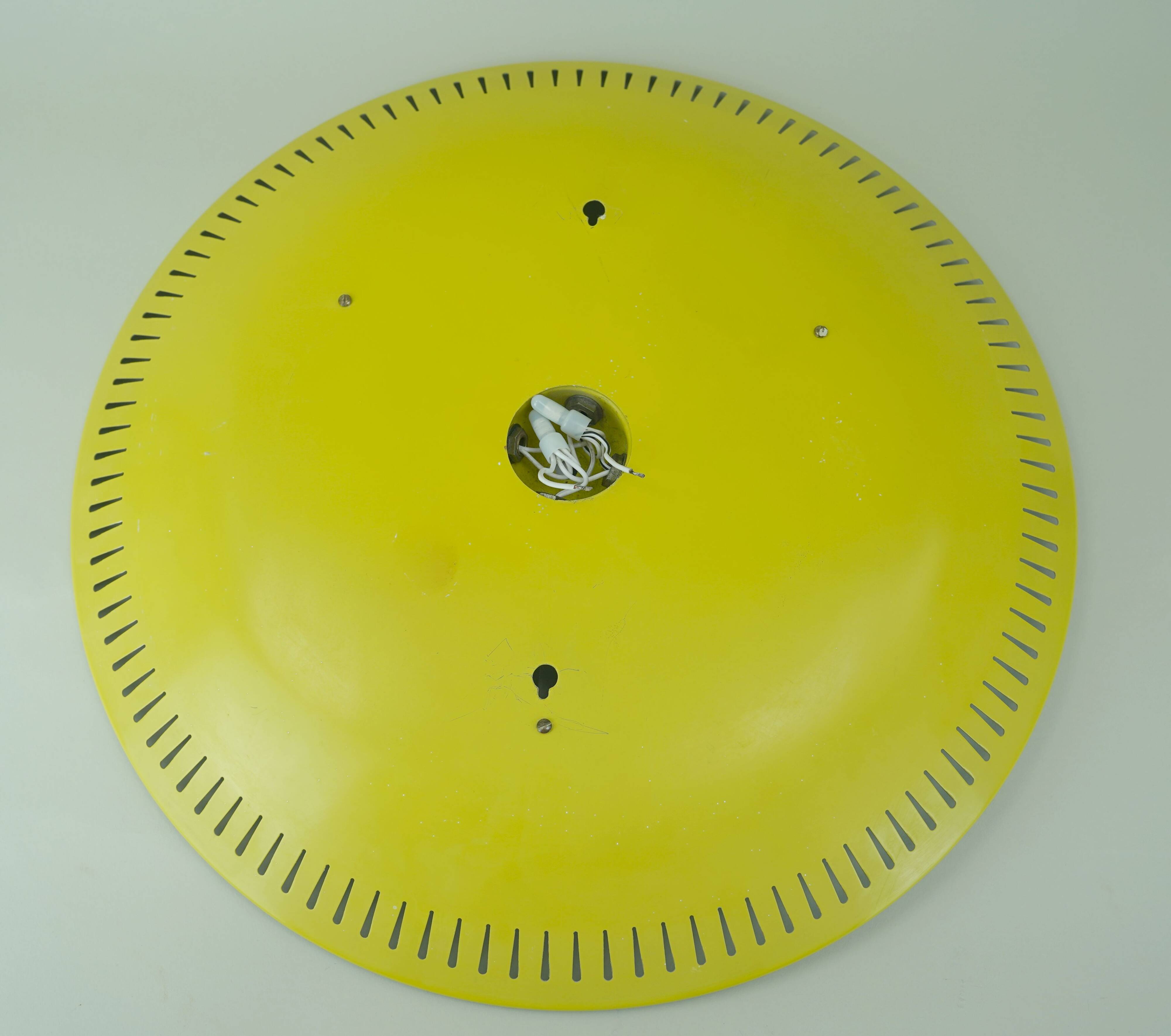 round mid century modern illuminated WALL MIRROR with metal frame 1950s