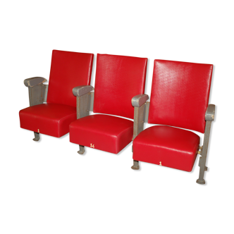 Ensemble de trois fauteuils cinéma années 50