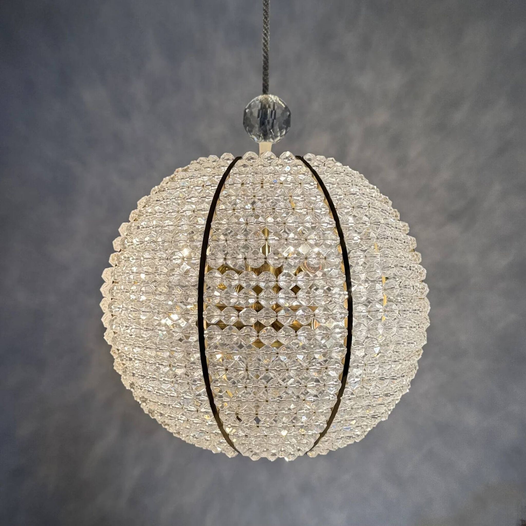 Brass & acrylic ball hanging lamp pendant by Emil Stejnar, 1950s