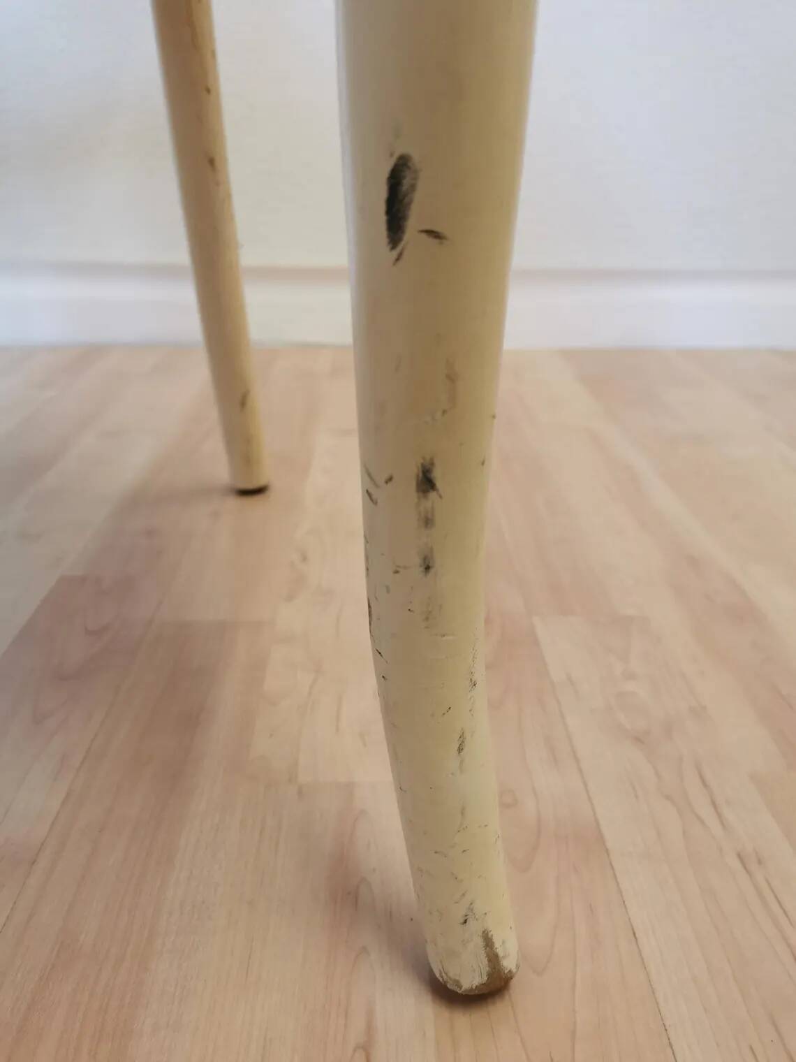 Vintage Thonet Bentwood Dining Chair: White Wood, Yellow Fabric, 1970s Yugo