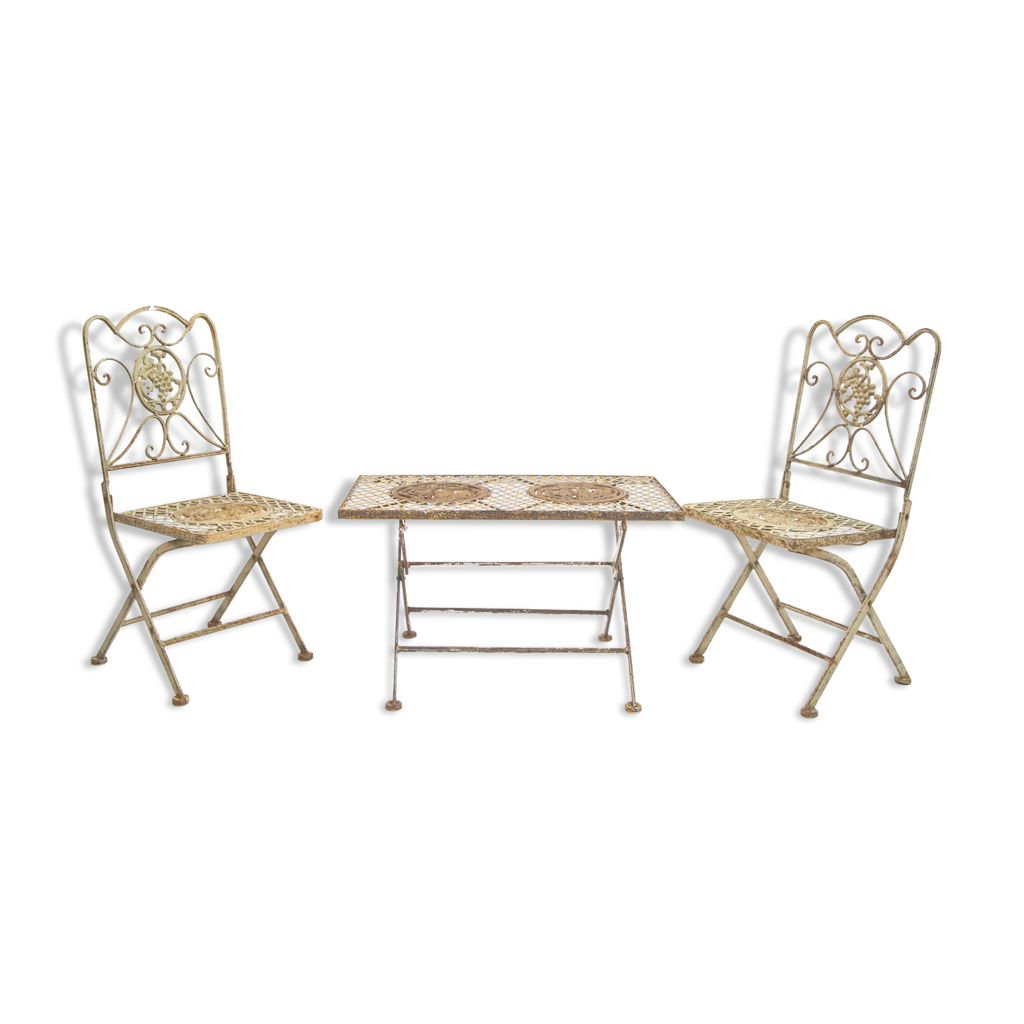 Garden furniture patio cast iron child art nouveau chair and table