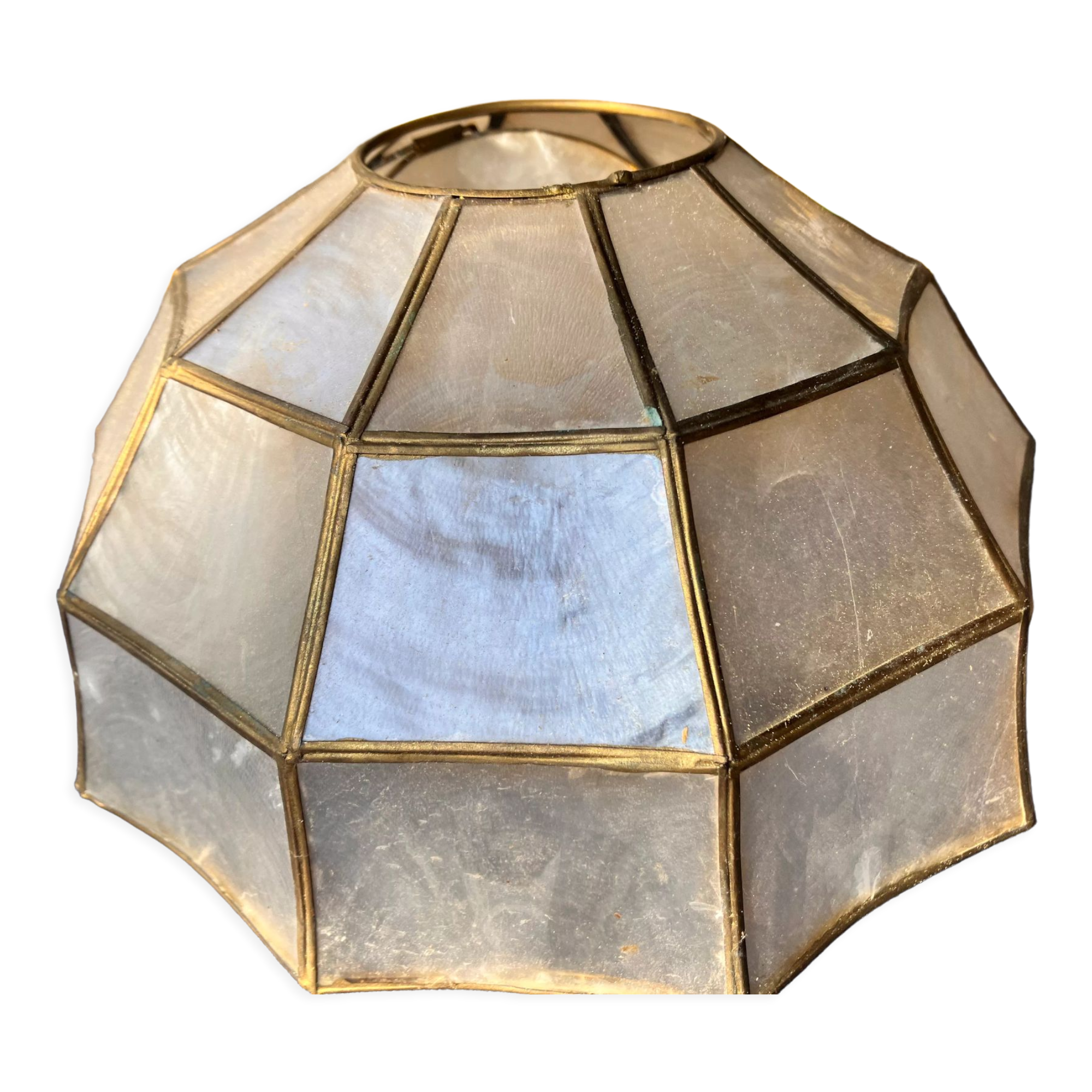 Mother-of-pearl and brass lampshade