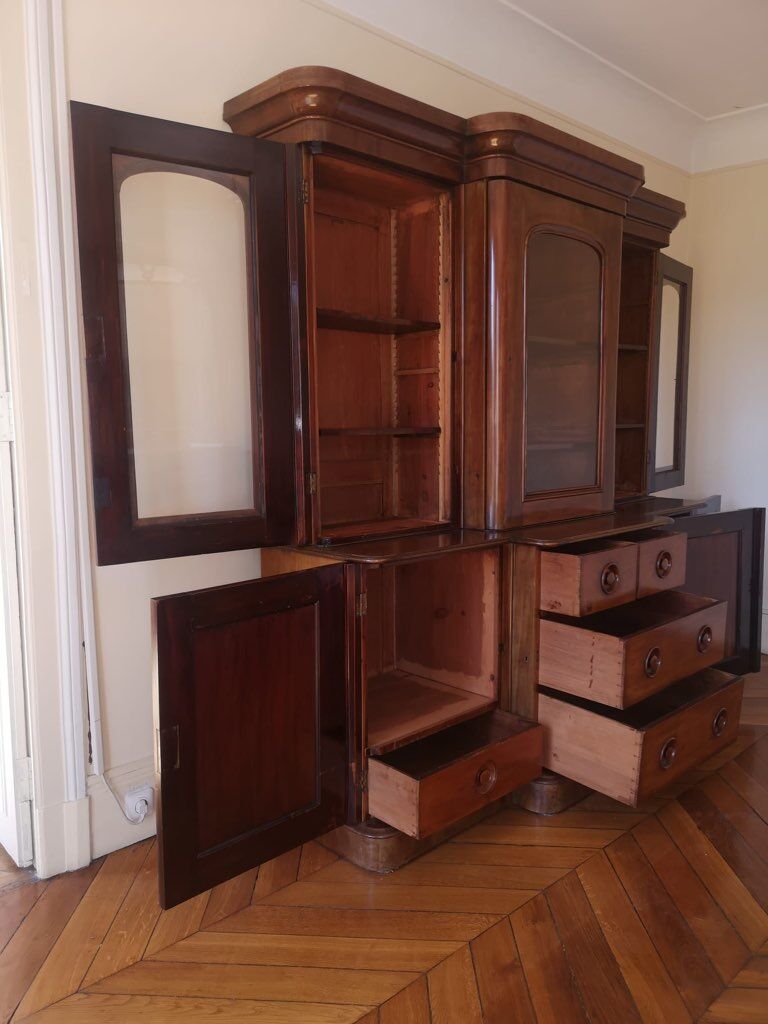 Bibliothèque vitrine style victorienne en acajou 19e siècle | Selency