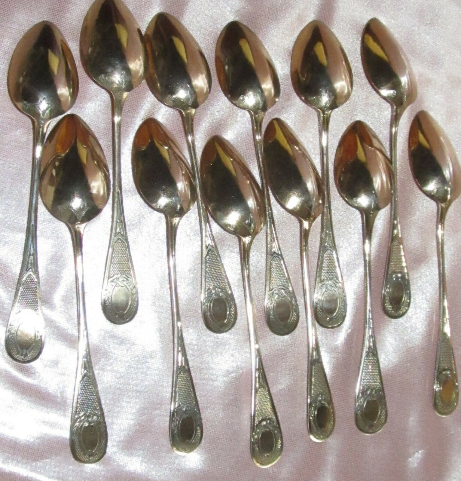 Box of 12 small silver spoons vermeil punch Minerve 190 Grs