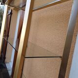 Vintage shelving unit in gold aluminum and glass