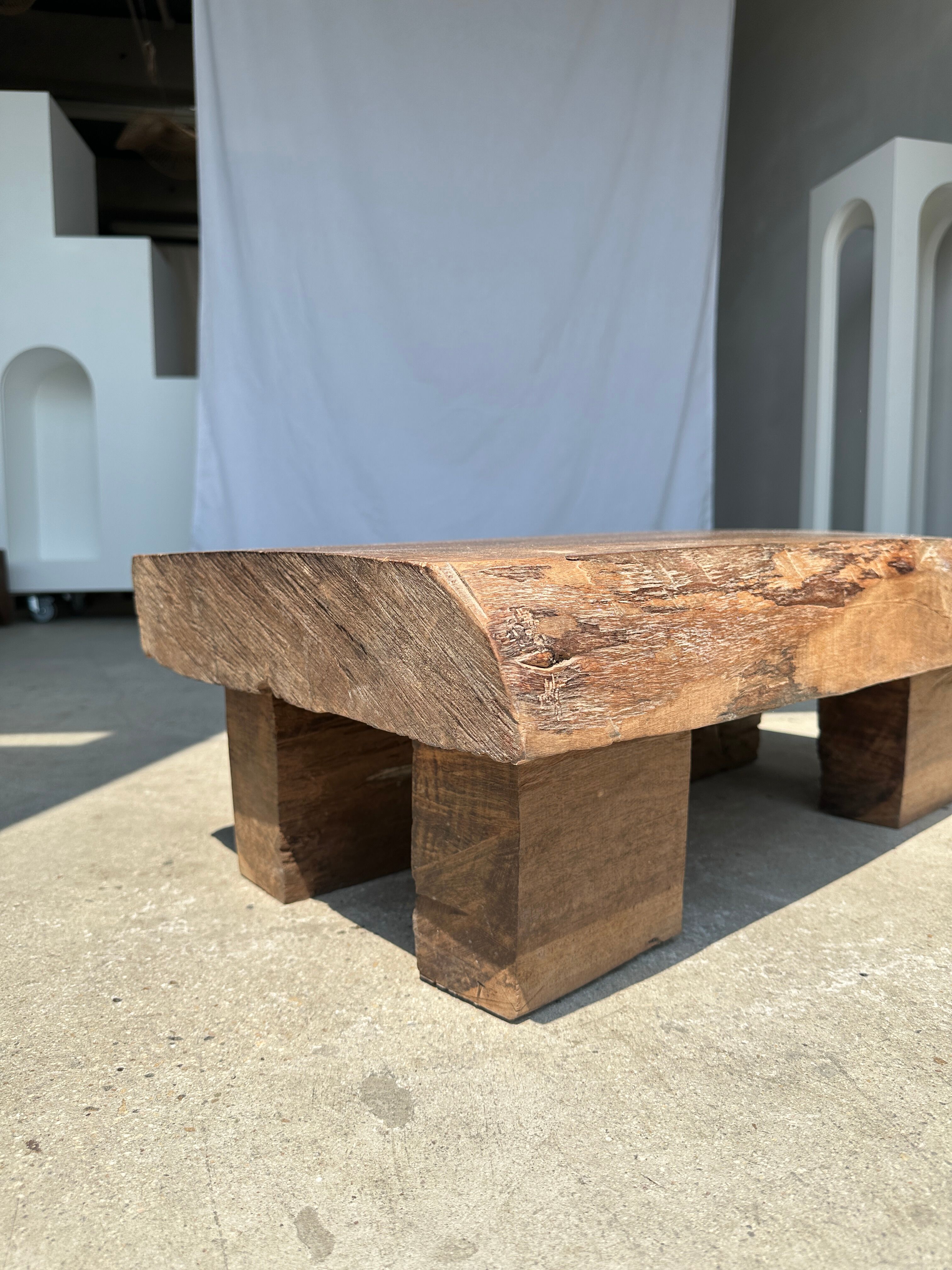 Asian solid wood quadripod brutalist coffee table H30 L81 l42