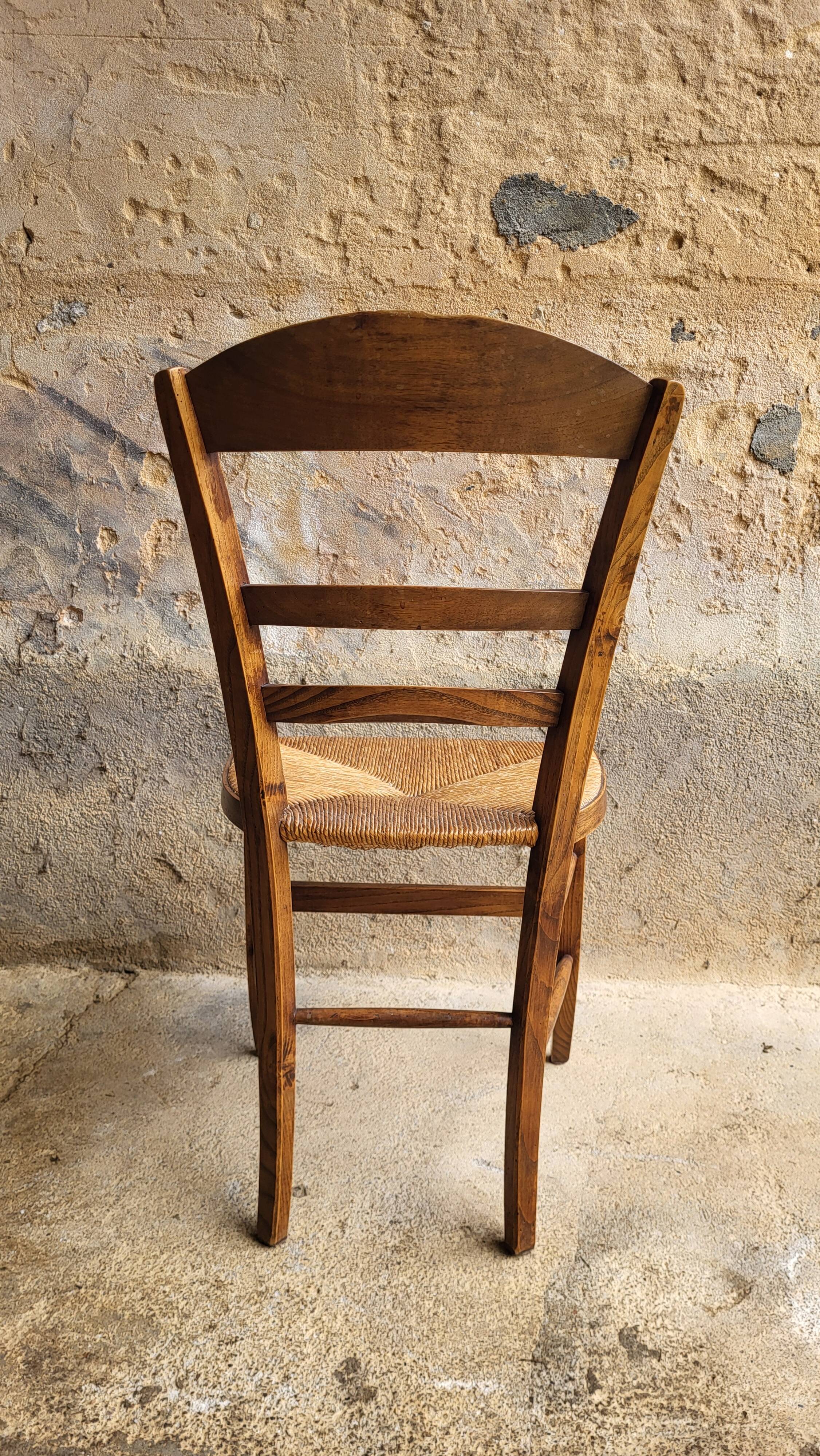 Chaise paillée & bois