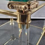 Pair of tables in brass, acrylic and glass