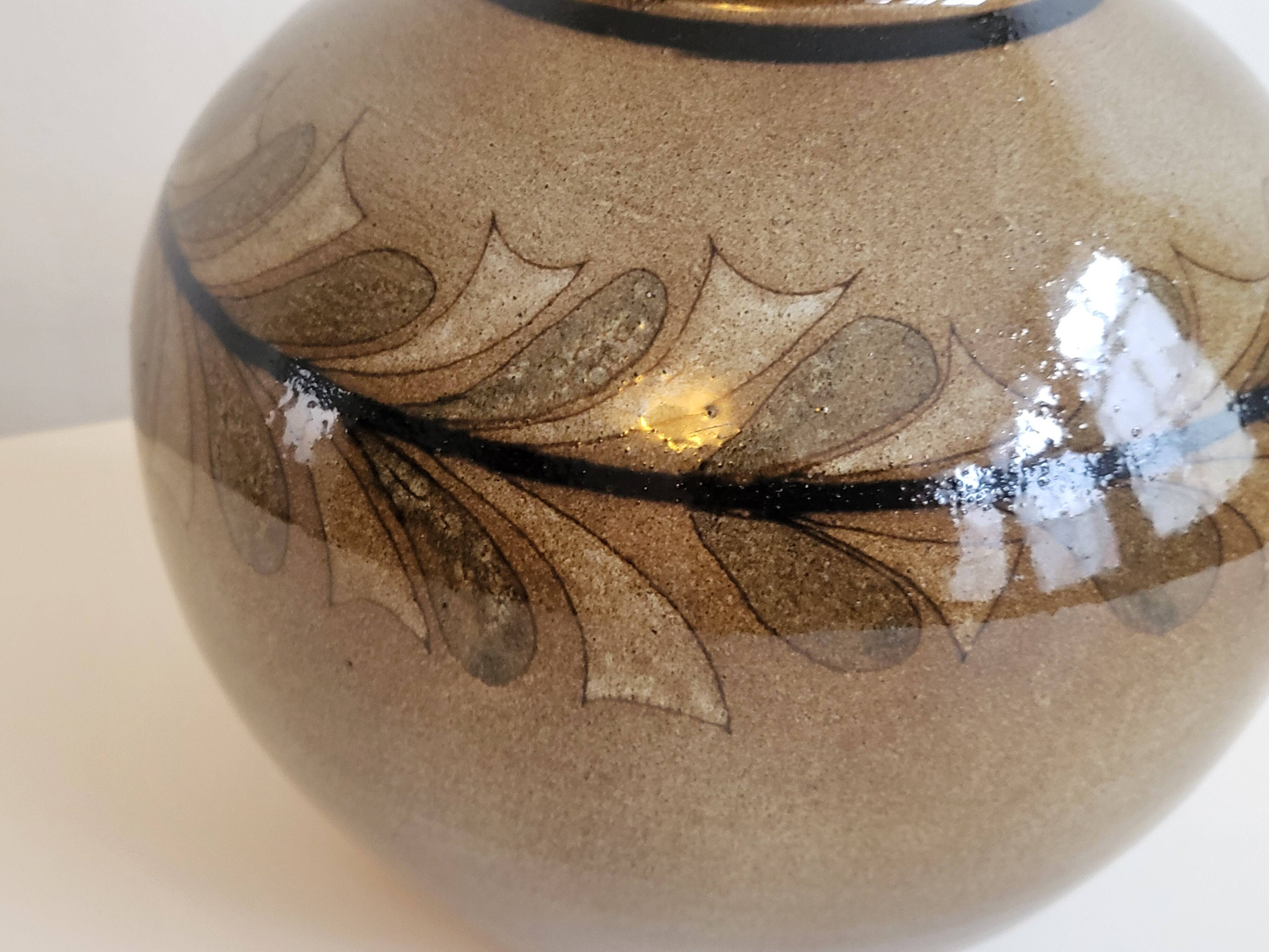 Vintage enameled stoneware vase 1960