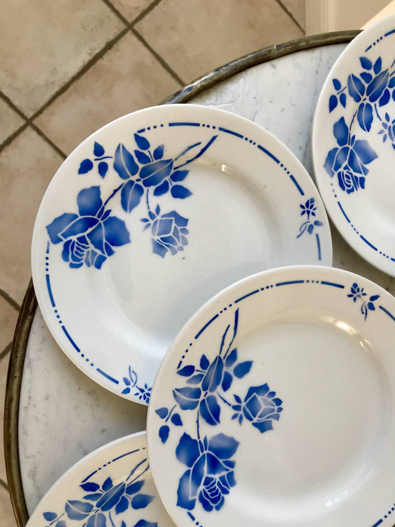 set of 8 St Amand dessert plates Gilbert model 50s