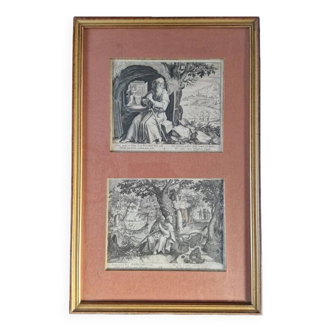 Old pair of engravings by Johannes and Raphael Sadeler (16th-17th century) After Marten de Vos