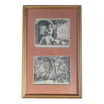 Ancienne paire de gravures par Johannes et Raphael Sadeler (XVI-XVIIe siècle) D'après Marten de Vos