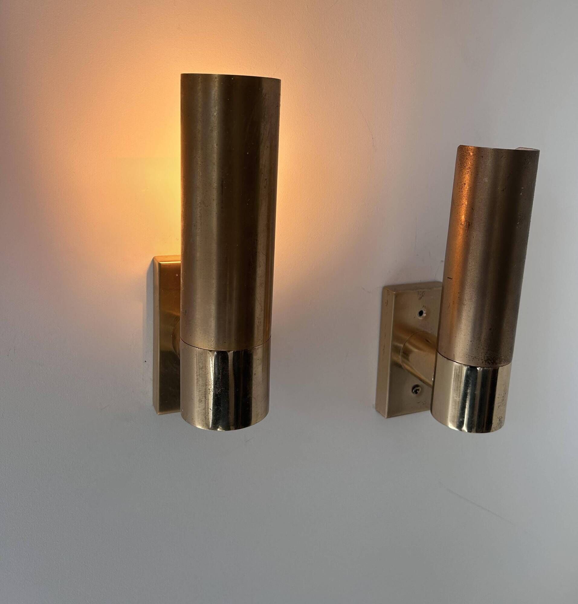 Pair of vintage adjustable wall lights, brass, France 1960