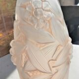Art Deco vase foliage pink hue H 28cm Diam 9 cm
