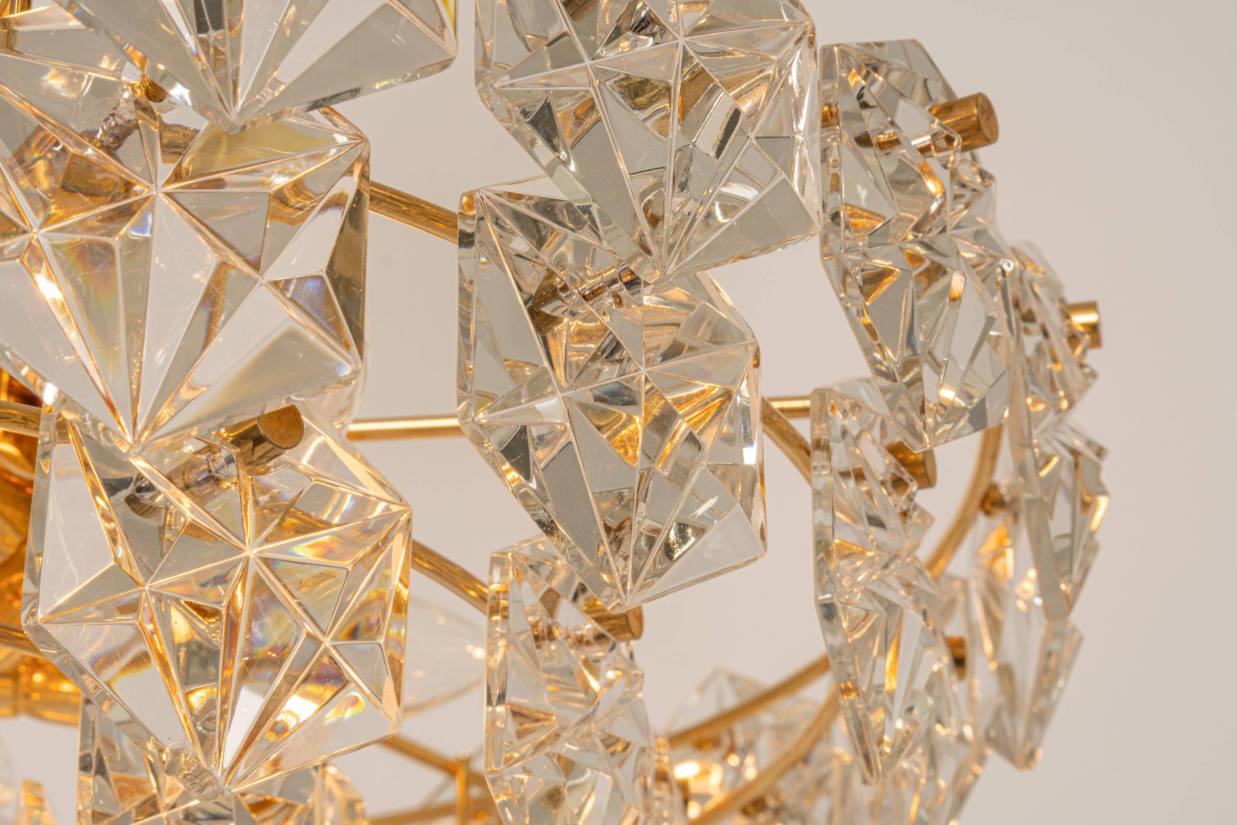 Lustre, laiton et verre de cristal par Kinkeldey, Allemagne, années 1970