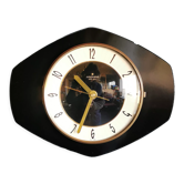 Horloge formica vintage pendule murale silencieuse "Junghans noir doré"