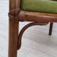 Fauteuil danois, rotin, velours, années 70