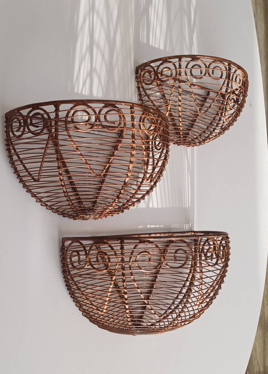 Wall-mounted plant baskets