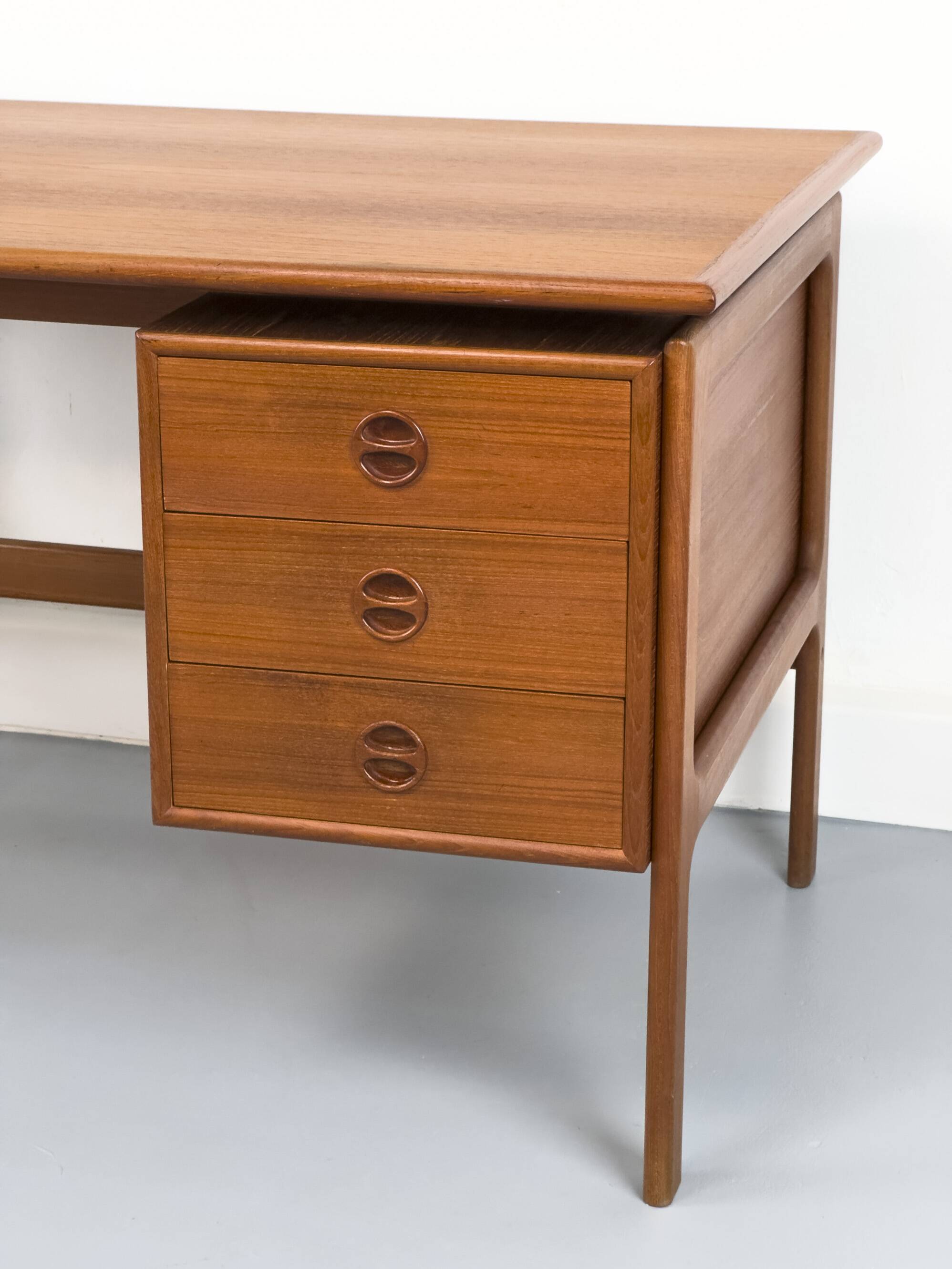 Teak Desk with 3 Drawers from GV Møbler, 1960s