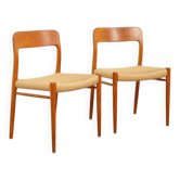 2 x vintage dining chairs | Niels Otto Møller | Model 75 | Teak