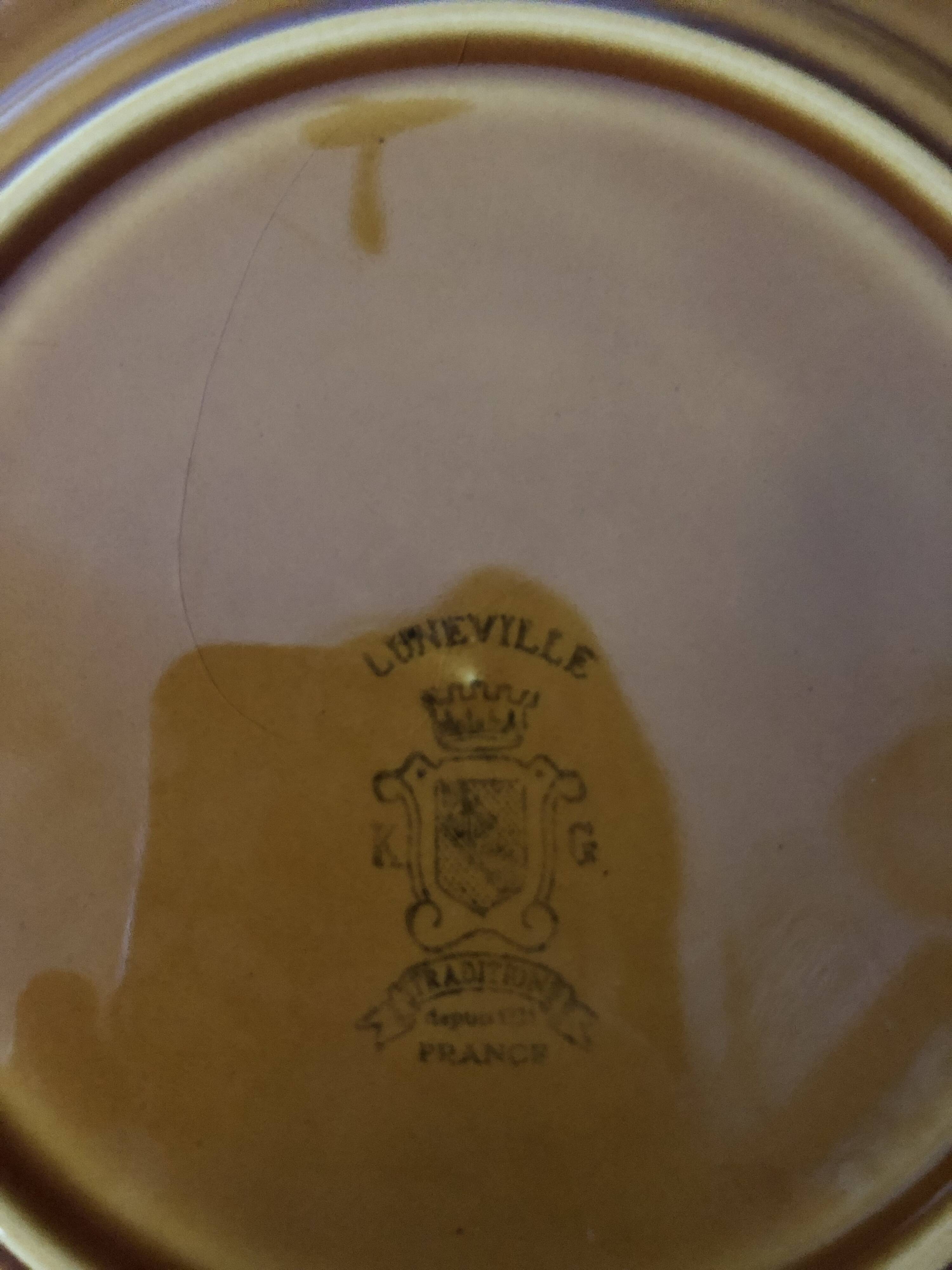Vintage set of 11 brown dessert plates Lunéville