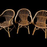 3 rattan armchairs from the 60'S