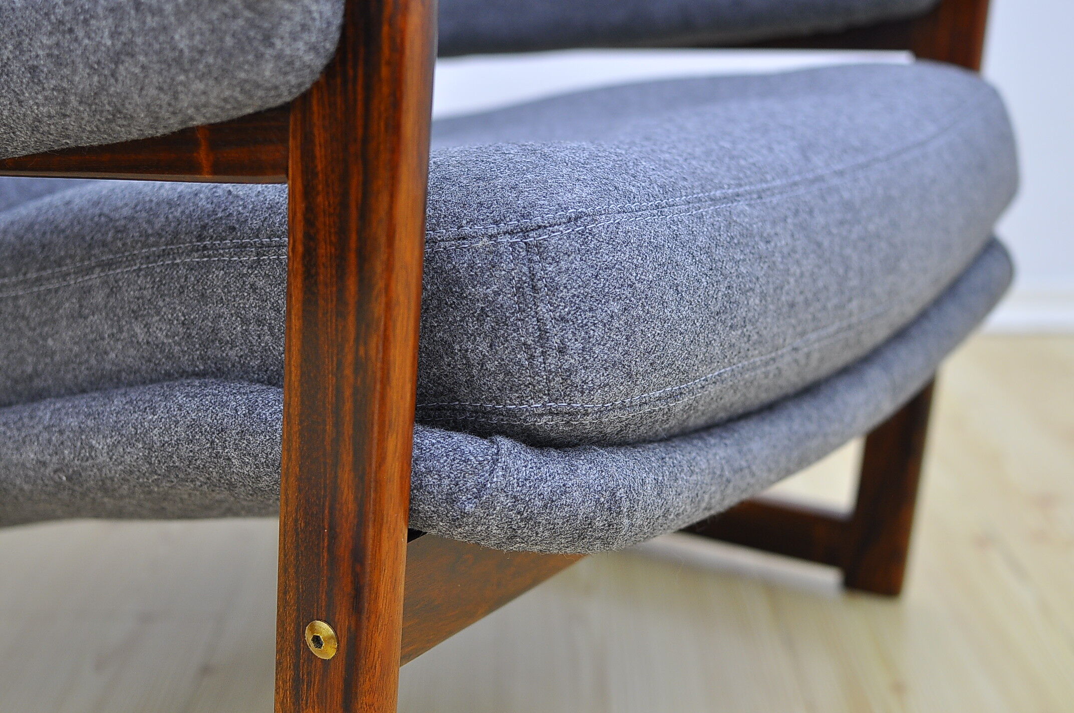 Scandinavian Rosewood Wingback Armchair with Wool Upholstery, 1960