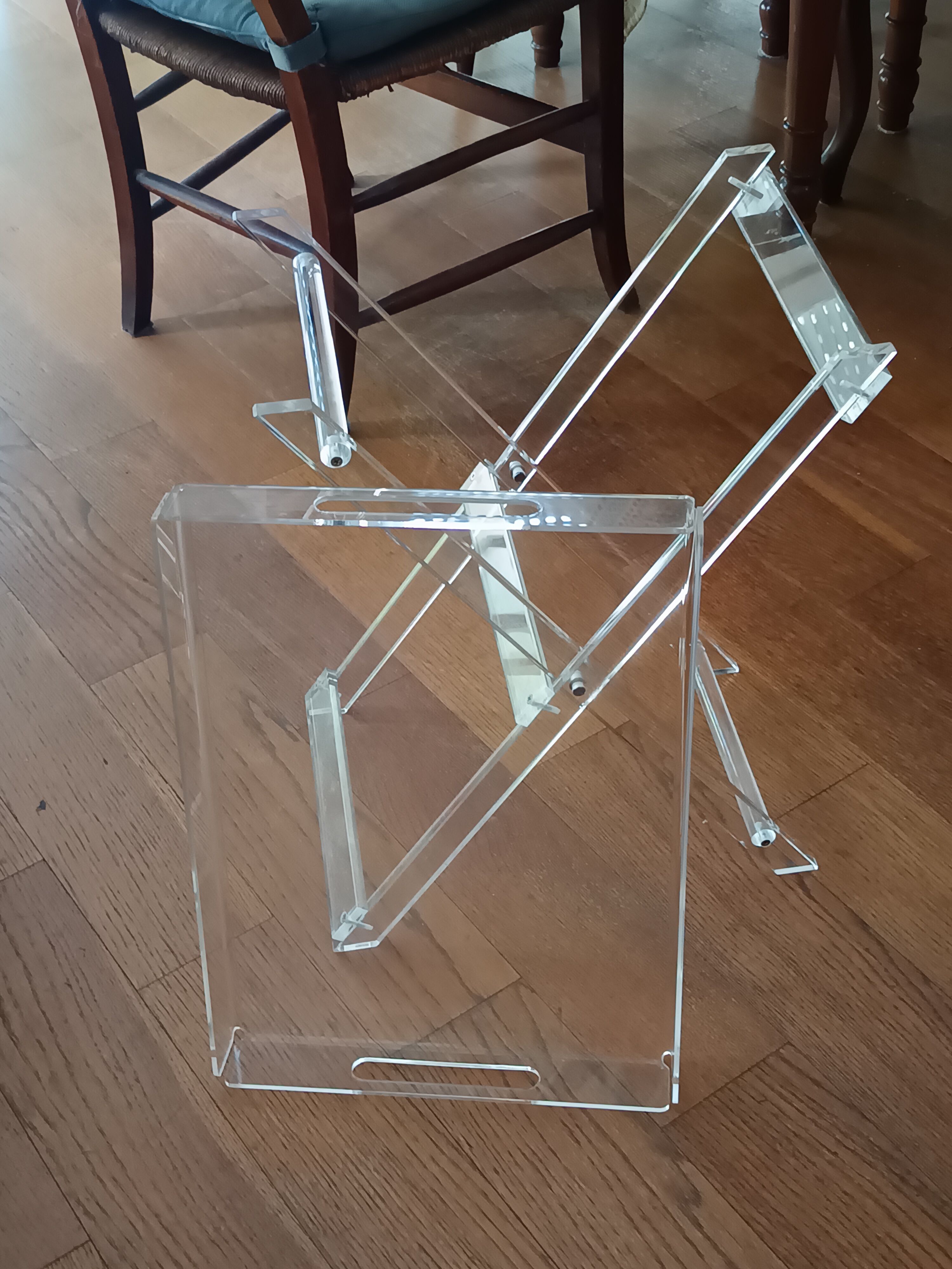Folding side table in plexiglass with removable top – Vintage design