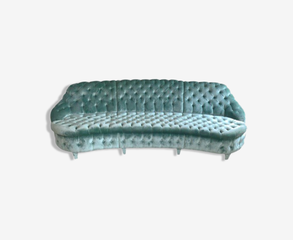 Velvet sofa "splendido" by dedar, color "sage", quilted