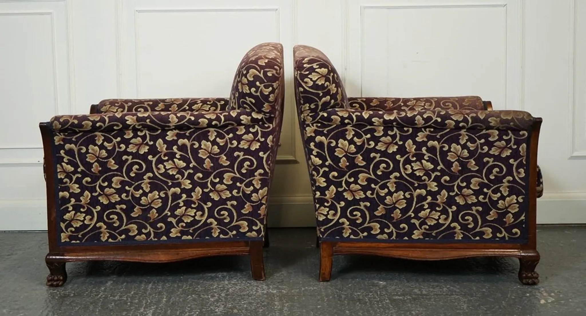 Victorian Fabric Sofa and Armchairs, Set of 3
