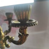 Sculpted candle holder with 3 bronze branches