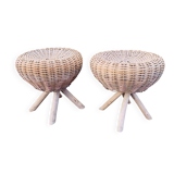 Pair of vintage wicker stools