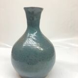Speckled blue ceramic vase signed AP
