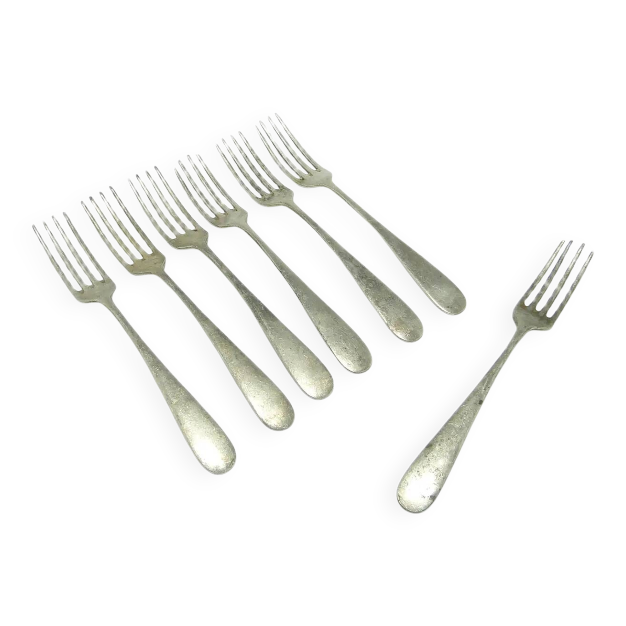Set of forks, minimalism, silver-plated brass, Henneberg Brothers, Poland, 1930s