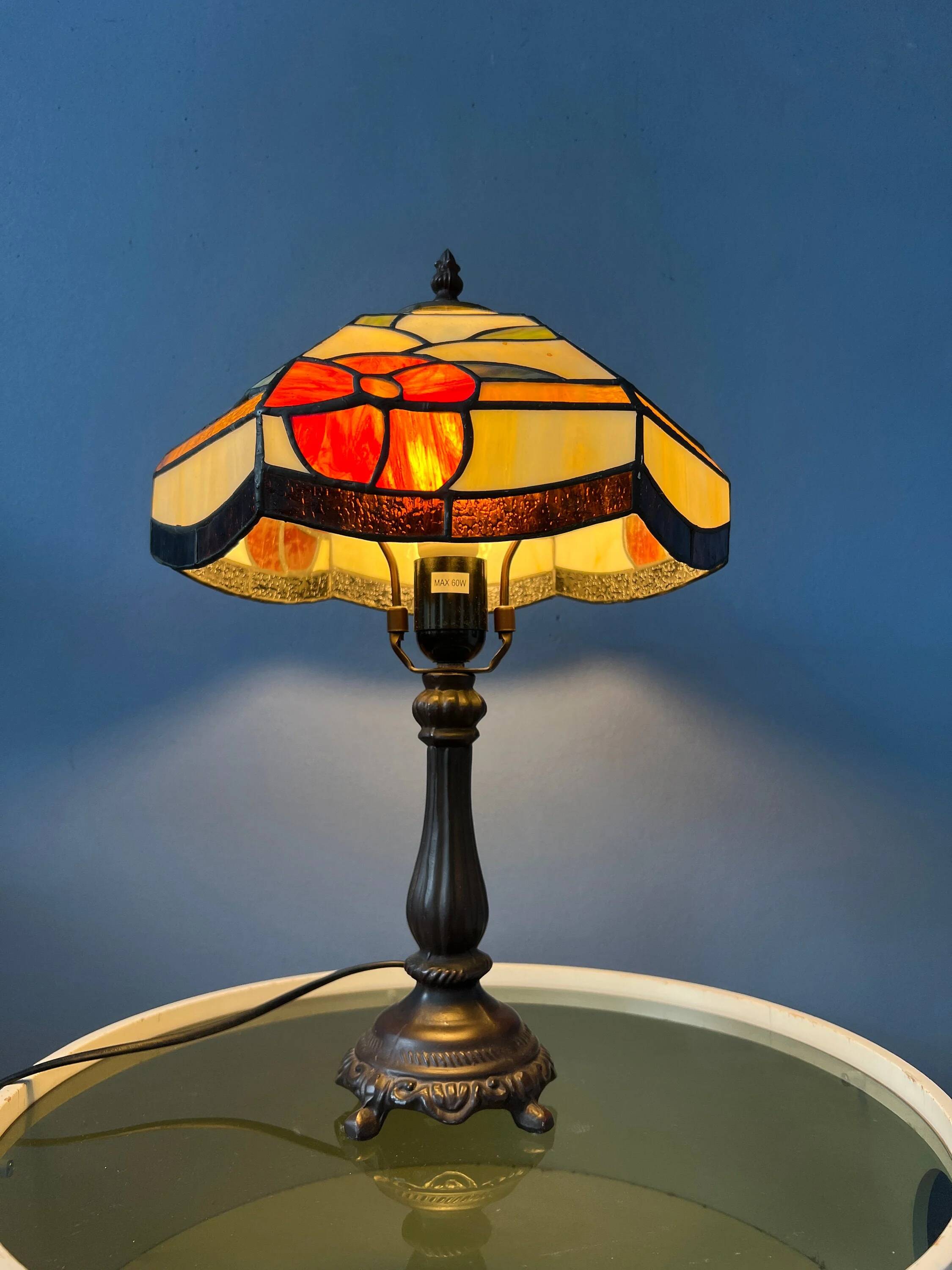 Lampe de table style Tiffany en vitrail, Art déco