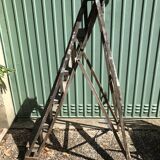 Former painter's stepladder wood 6 marches decoration vintage library