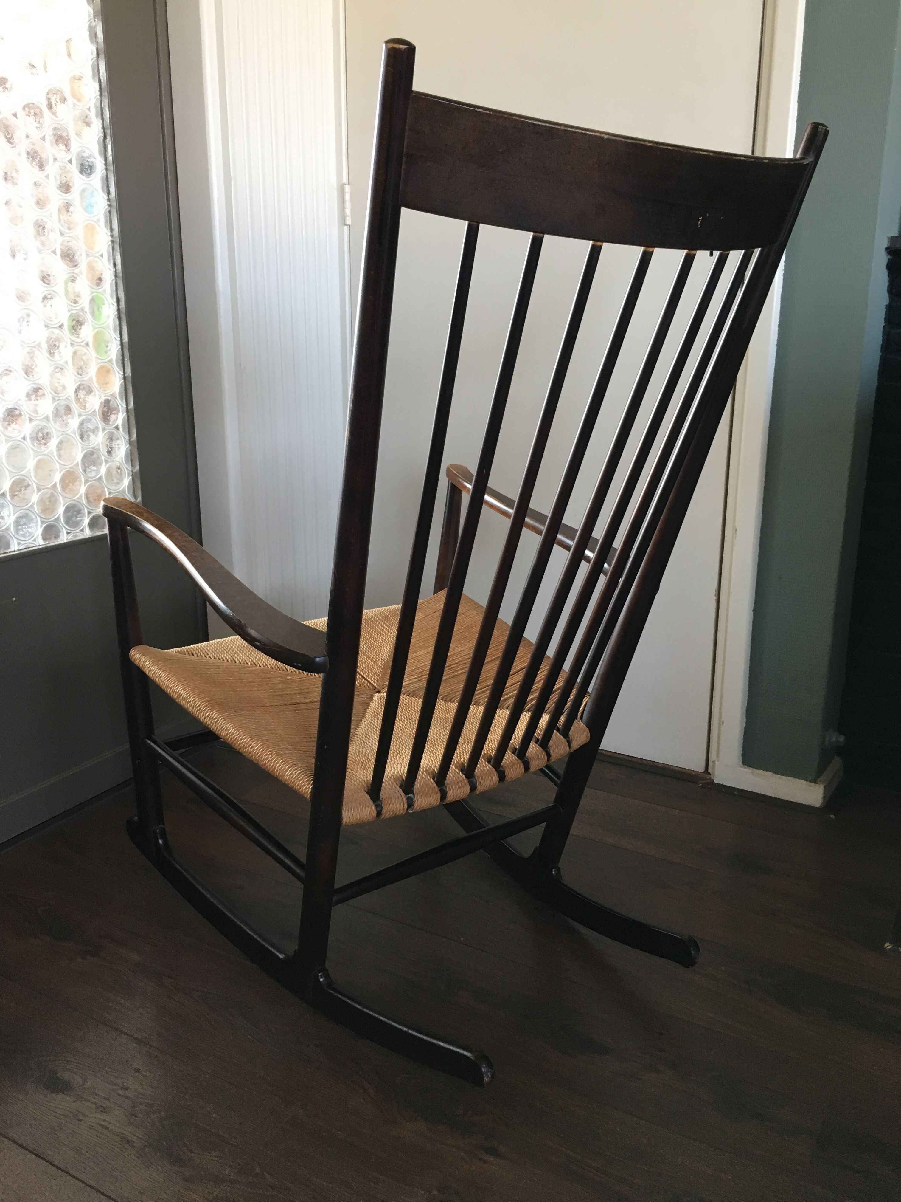 Vintage Scandinavian J16 rocking chair by Hans J. Wegner for FDB