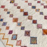 Moroccan Berber carpet Azilal ecru with small colored diamonds 275x212cm