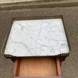 Louis XVI Napoleon III stool from the 19th century, white marble.